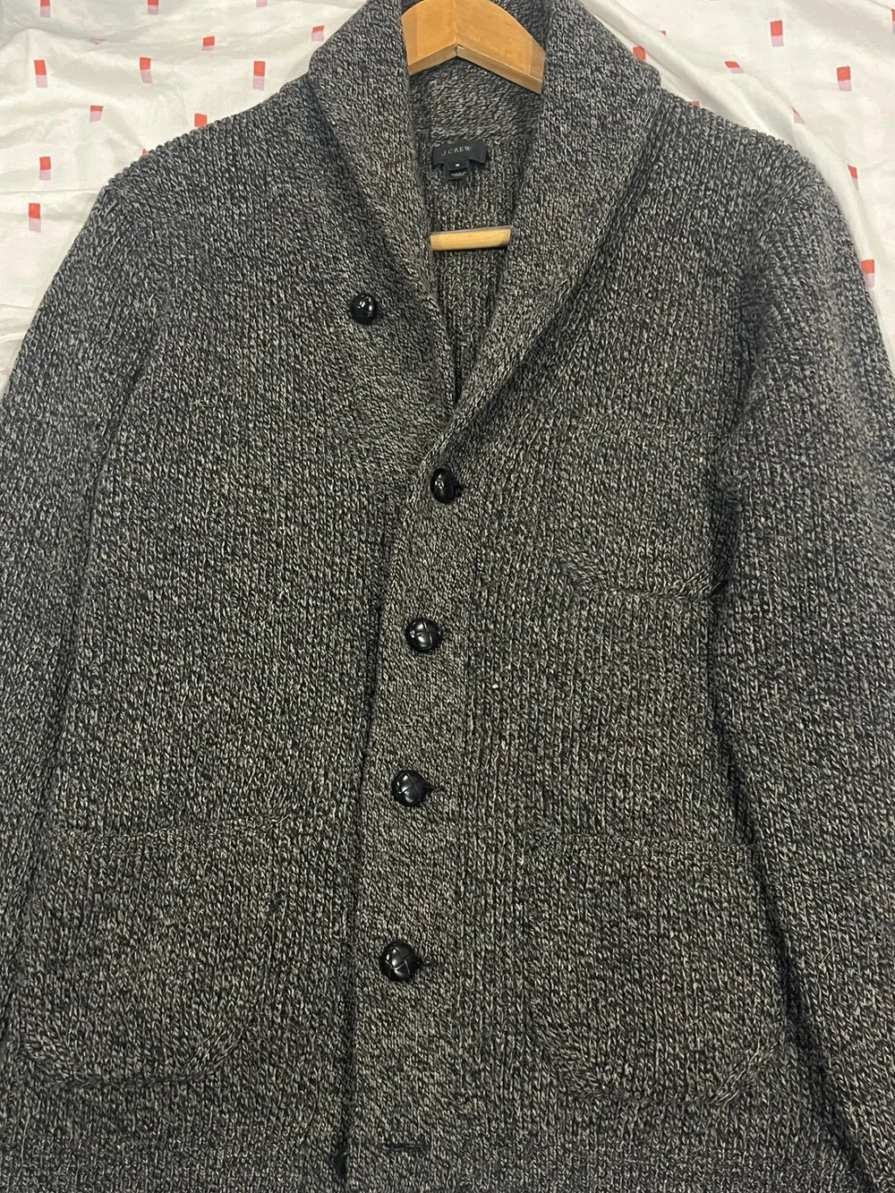 J. Crew Gray Shawl Collar Cardigan 100% Lambswool